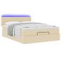 Preview: Ottoman-Bett mit Matratze & LEDs Creme 140x190 cm Stoff