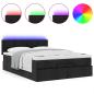Preview: Ottoman-Bett mit Matratze & LEDs Schwarz 140x190 cm Stoff