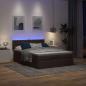 Preview: Ottoman-Bett mit Matratze & LEDs Dunkelbraun 140x190 cm Stoff