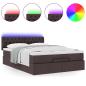 Preview: Ottoman-Bett mit Matratze & LEDs Dunkelbraun 140x190 cm Stoff