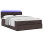 Preview: Ottoman-Bett mit Matratze & LEDs Dunkelbraun 140x190 cm Stoff