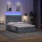 Preview: Ottoman-Bett mit Matratzen & LEDs Dunkelgrau 140x190 cm Samt