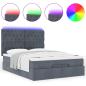 Preview: Ottoman-Bett mit Matratzen & LEDs Dunkelgrau 140x190 cm Samt