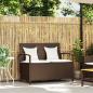 Preview: Gartenbank mit Stauraum und Kissen Braun Poly Rattan