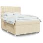 Preview: ARDEBO.de - Boxspringbett mit Matratze Creme 140x190 cm Stoff