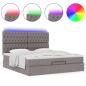 Preview: ARDEBO.de - Ottoman-Bett mit Matratze & LEDs Taupe 180x200 cm Stoff