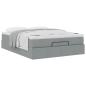 Preview: Ottoman-Bett mit Matratze Hellgrau 140x190 cm Stoff