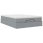 Preview: Ottoman-Bett mit Matratze Hellgrau 140x190 cm Stoff