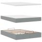 Preview: Ottoman-Bett mit Matratze Hellgrau 140x190 cm Stoff