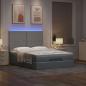 Preview: Ottoman-Bett mit Matratze & LEDs Hellgrau 140x190 cm Stoff