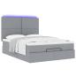 Preview: Ottoman-Bett mit Matratze & LEDs Hellgrau 140x190 cm Stoff