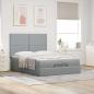 Preview: Ottoman-Bett mit Matratze Hellgrau 140x190 cm Stoff