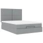 Preview: Ottoman-Bett mit Matratze Hellgrau 140x190 cm Stoff