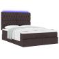 Preview: Ottoman-Bett mit Matratze & LEDs Dunkelbraun 140x190 cm Stoff