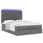 Preview: Ottoman-Bett mit Matratze & LEDs Dunkelgrau 140x190 cm Stoff