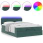 Preview: Ottoman-Bett mit Matratze & LEDs Dunkelgrün 140x200 cm Samt