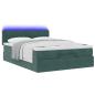 Preview: Ottoman-Bett mit Matratze & LEDs Dunkelgrün 140x200 cm Samt