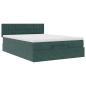 Preview: Ottoman-Bett mit Matratze & LEDs Dunkelgrün 140x200 cm Samt