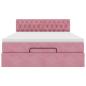 Preview: Ottoman-Bett mit Matratze & LEDs Rosa 140x190 cm Samt