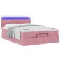 Preview: Ottoman-Bett mit Matratze & LEDs Rosa 140x190 cm Samt