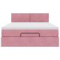 Preview: Ottoman-Bett mit Matratze & LEDs Rosa 140x190 cm Samt