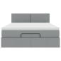 Preview: Ottoman-Bett mit Matratze & LEDs Hellgrau 140x190 cm Stoff