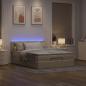 Preview: Ottoman-Bett mit Matratze & LEDs Creme 140x190 cm Stoff