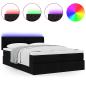 Preview: Ottoman-Bett mit Matratze & LEDs Schwarz 140x190 cm Stoff