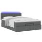 Preview: Ottoman-Bett mit Matratze & LEDs Dunkelgrau 140x190 cm Stoff