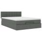 Preview: Ottoman-Bett mit Matratze & LEDs Dunkelgrau 140x190 cm Stoff