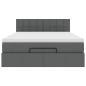 Preview: Ottoman-Bett mit Matratze & LEDs Dunkelgrau 140x190 cm Stoff