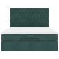 Preview: Ottoman-Bett mit Matratzen & LEDs Dunkelgrün 140x200 cm Samt
