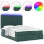 Preview: Ottoman-Bett mit Matratzen & LEDs Dunkelgrün 140x200 cm Samt