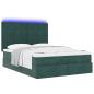 Preview: Ottoman-Bett mit Matratzen & LEDs Dunkelgrün 140x200 cm Samt