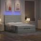 Preview: Ottoman-Bett mit Matratzen & LEDs Hellgrau 140x200 cm Samt