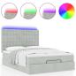 Preview: Ottoman-Bett mit Matratzen & LEDs Hellgrau 140x200 cm Samt
