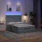 Preview: Ottoman-Bett mit Matratzen & LEDs Dunkelgrau 140x190 cm Samt