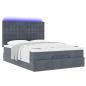 Preview: Ottoman-Bett mit Matratzen & LEDs Dunkelgrau 140x190 cm Samt