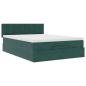 Preview: Ottoman-Bett mit Matratze & LEDs Dunkelgrün 140x200 cm Samt