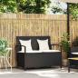 Preview: Gartenbank mit Stauraum und Kissen Schwarz Poly Rattan