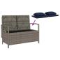 Preview: ARDEBO.de - Gartenbank mit Stauraum und Kissen Grau Poly Rattan