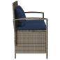 Preview: Gartenbank mit Stauraum und Kissen Grau Poly Rattan