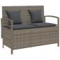Preview: ARDEBO.de - Gartenbank mit Stauraum und Kissen Grau Poly Rattan