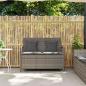 Preview: Gartenbank mit Stauraum und Kissen Grau Poly Rattan