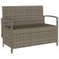 Preview: Gartenbank mit Stauraum und Kissen Grau Poly Rattan