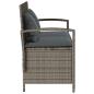 Preview: Gartenbank mit Stauraum und Kissen Grau Poly Rattan