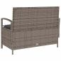 Preview: Gartenbank mit Stauraum und Kissen Grau Poly Rattan