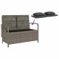Preview: Gartenbank mit Stauraum und Kissen Grau Poly Rattan