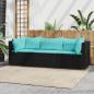 Preview: ARDEBO.de - 3-tlg. Garten-Lounge-Set mit Kissen Schwarz Poly Rattan