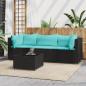Preview: ARDEBO.de - 4-tlg. Garten-Lounge-Set mit Kissen Schwarz Poly Rattan